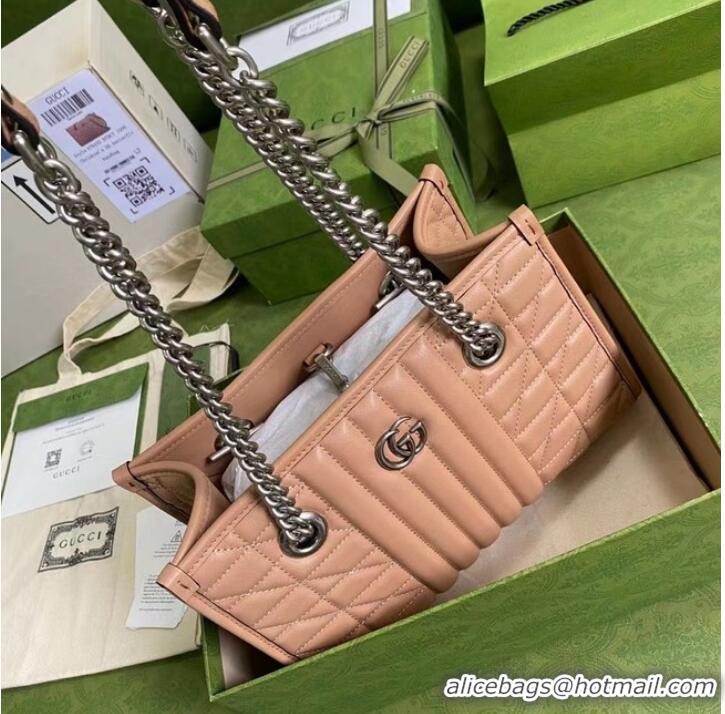 Good Product Gucci small leather shoulder bag 681483 Rose beige