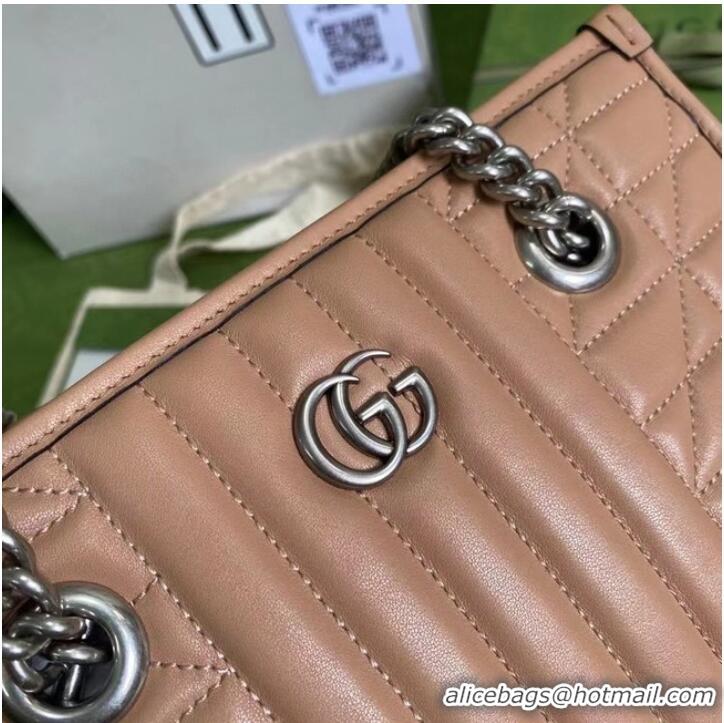 Good Product Gucci small leather shoulder bag 681483 Rose beige