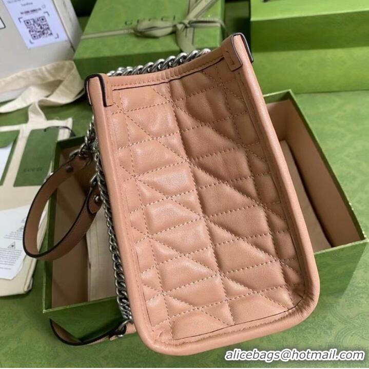 Good Product Gucci small leather shoulder bag 681483 Rose beige