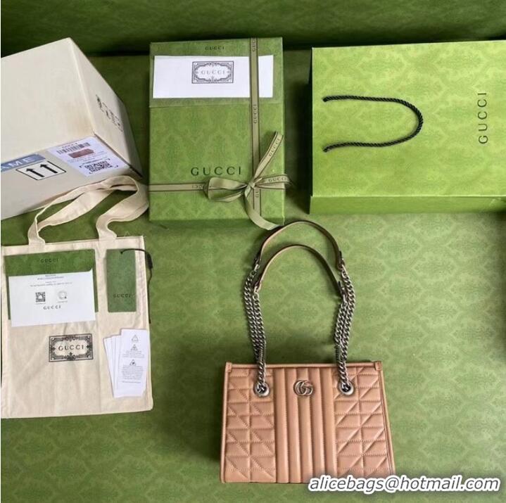 Good Product Gucci small leather shoulder bag 681483 Rose beige