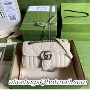 Luxury Cheap Gucci GG Marmont matelasse mini bag 446744 white