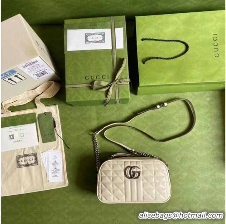 Luxury Cheap Gucci GG Marmont matelasse mini bag 446744 white