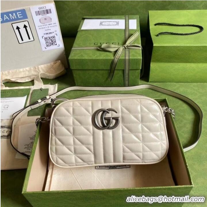 Luxury Cheap Gucci GG Marmont matelasse mini bag 446744 white