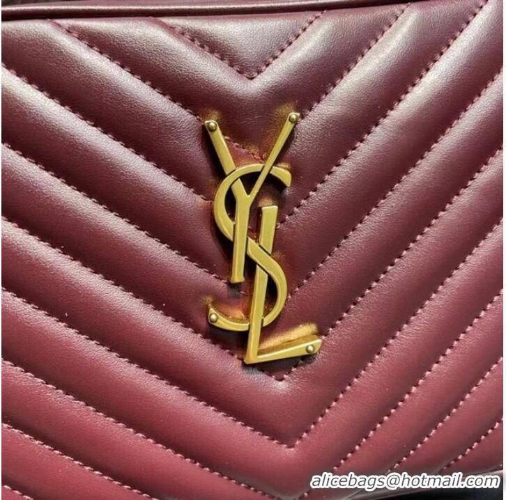 Discount Yves Saint Laurent LOU CAMERA BAG IN QUILTED LEATHER 81000 ROUGE LEGION