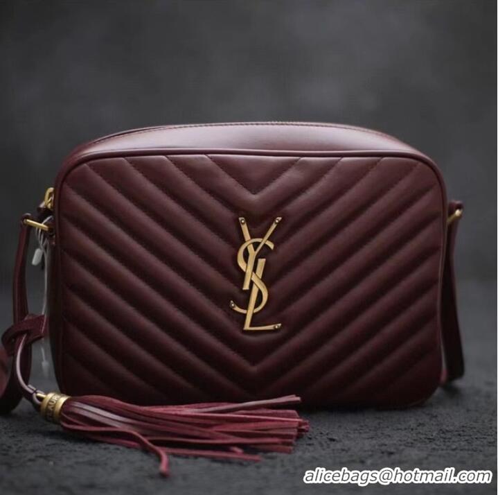 Discount Yves Saint Laurent LOU CAMERA BAG IN QUILTED LEATHER 81000 ROUGE LEGION