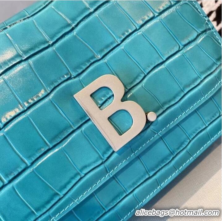 Buy Inexpensive BurBerry Leather Shoulder Bag 80195 sky blue