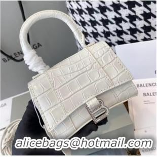 Super Quality Balenciaga WOMENS HOURGLASS MINI TOP HANDLE BAG M8000 WHITE