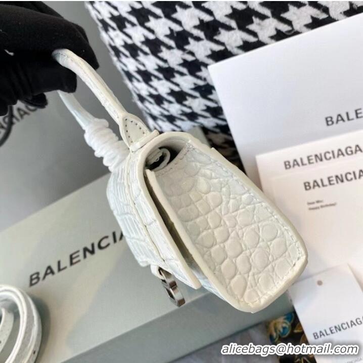 Super Quality Balenciaga WOMENS HOURGLASS MINI TOP HANDLE BAG M8000 WHITE