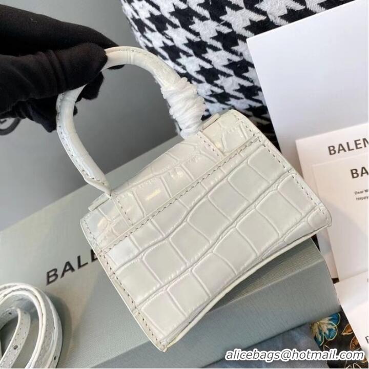 Super Quality Balenciaga WOMENS HOURGLASS MINI TOP HANDLE BAG M8000 WHITE