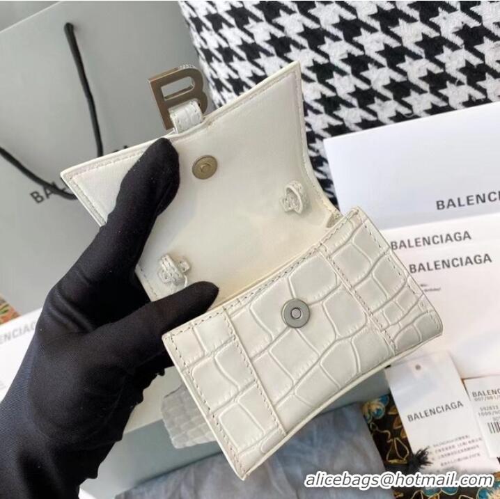 Super Quality Balenciaga WOMENS HOURGLASS MINI TOP HANDLE BAG M8000 WHITE