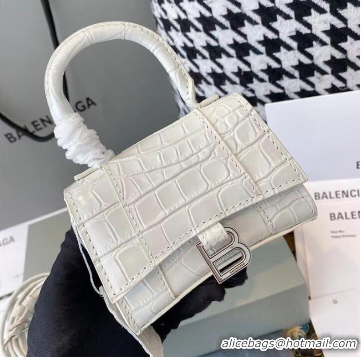 Super Quality Balenciaga WOMENS HOURGLASS MINI TOP HANDLE BAG M8000 WHITE