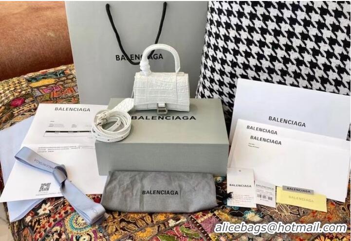 Super Quality Balenciaga WOMENS HOURGLASS MINI TOP HANDLE BAG M8000 WHITE