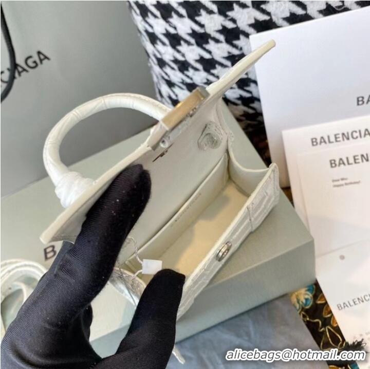 Super Quality Balenciaga WOMENS HOURGLASS MINI TOP HANDLE BAG M8000 WHITE