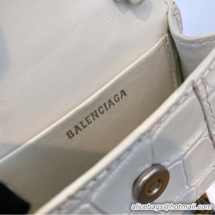 Super Quality Balenciaga WOMENS HOURGLASS MINI TOP HANDLE BAG M8000 WHITE