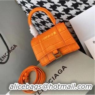 Discount Balenciaga WOMENS HOURGLASS MINI TOP HANDLE BAG M8000 ORANGE