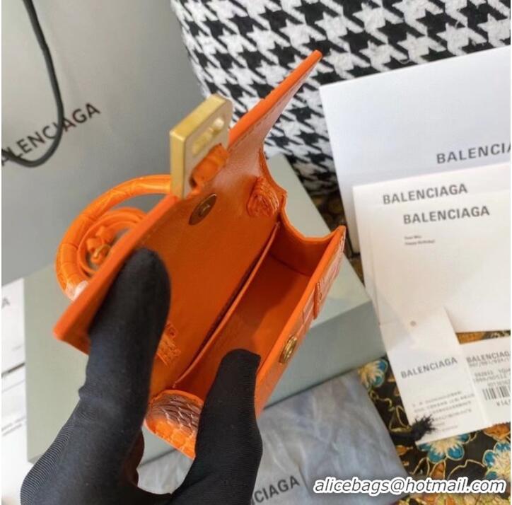 Discount Balenciaga WOMENS HOURGLASS MINI TOP HANDLE BAG M8000 ORANGE