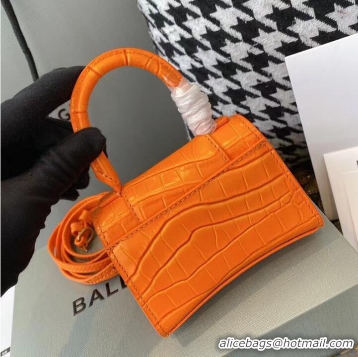 Discount Balenciaga WOMENS HOURGLASS MINI TOP HANDLE BAG M8000 ORANGE