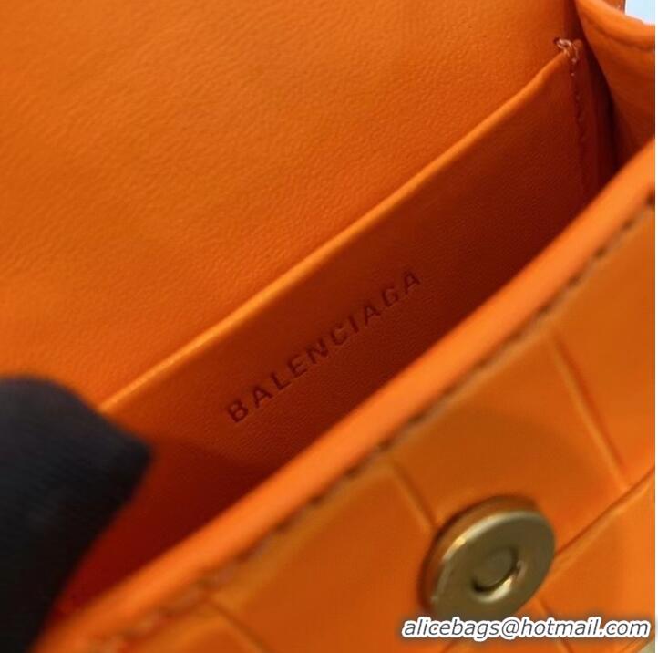 Discount Balenciaga WOMENS HOURGLASS MINI TOP HANDLE BAG M8000 ORANGE