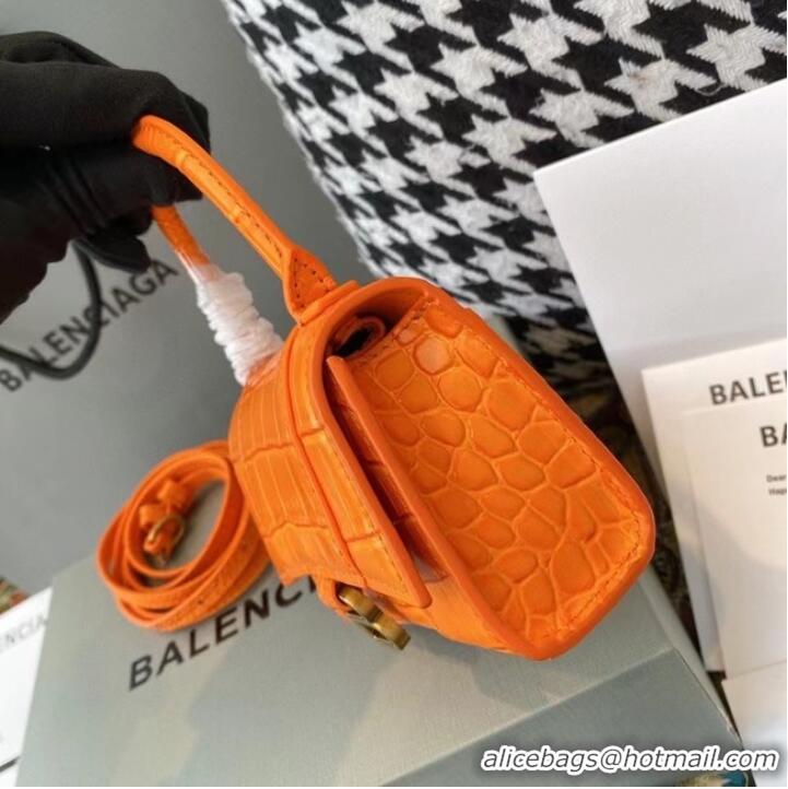 Discount Balenciaga WOMENS HOURGLASS MINI TOP HANDLE BAG M8000 ORANGE