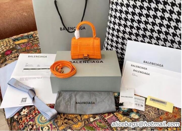 Discount Balenciaga WOMENS HOURGLASS MINI TOP HANDLE BAG M8000 ORANGE