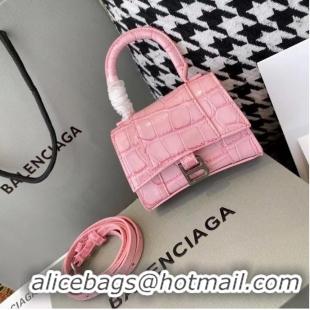 Good Product Balenciaga WOMENS HOURGLASS MINI TOP HANDLE BAG M8000 PINK