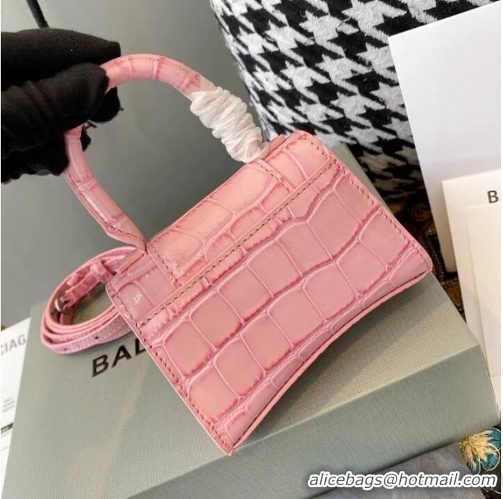 Good Product Balenciaga WOMENS HOURGLASS MINI TOP HANDLE BAG M8000 PINK