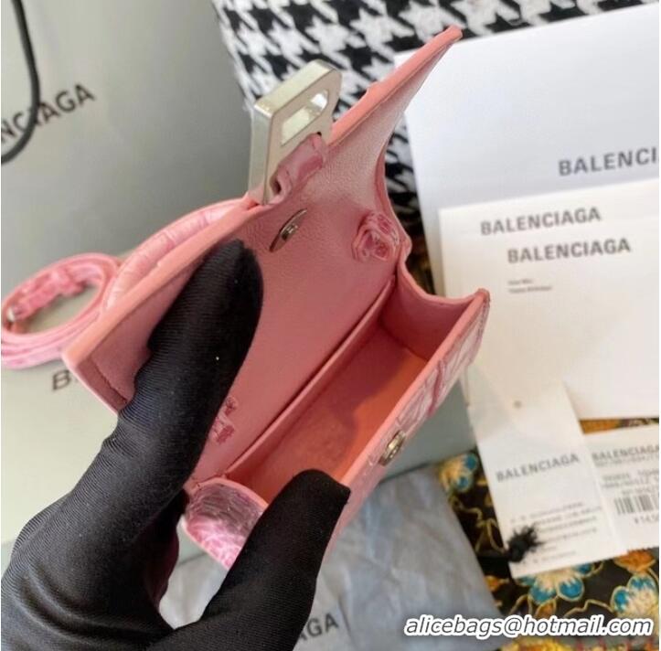 Good Product Balenciaga WOMENS HOURGLASS MINI TOP HANDLE BAG M8000 PINK