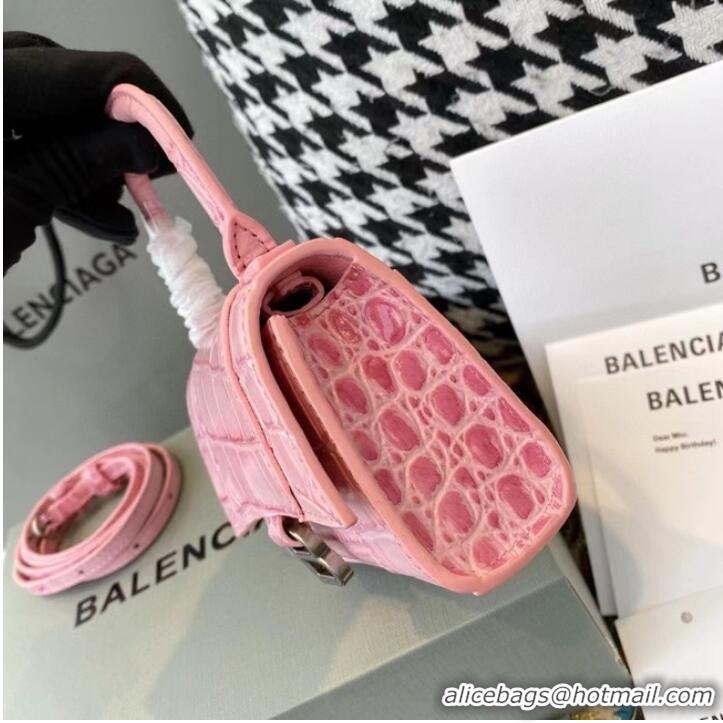 Good Product Balenciaga WOMENS HOURGLASS MINI TOP HANDLE BAG M8000 PINK