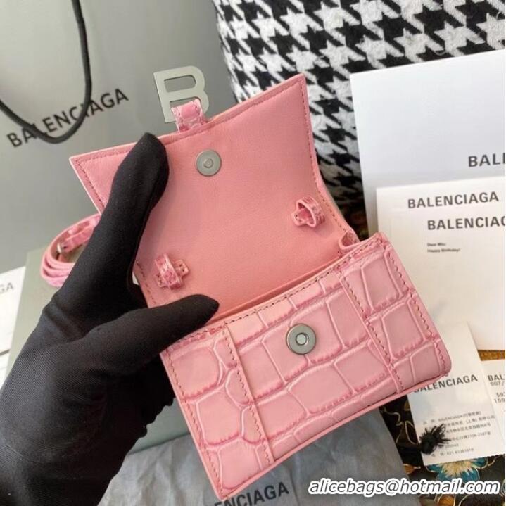 Good Product Balenciaga WOMENS HOURGLASS MINI TOP HANDLE BAG M8000 PINK