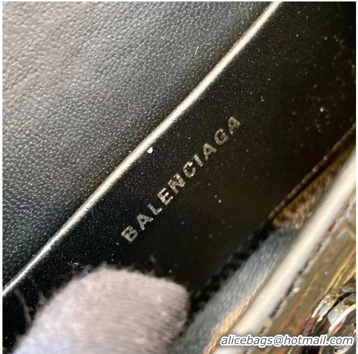 Lower Price Balenciaga WOMENS HOURGLASS MINI TOP HANDLE BAG M8000 BLACK