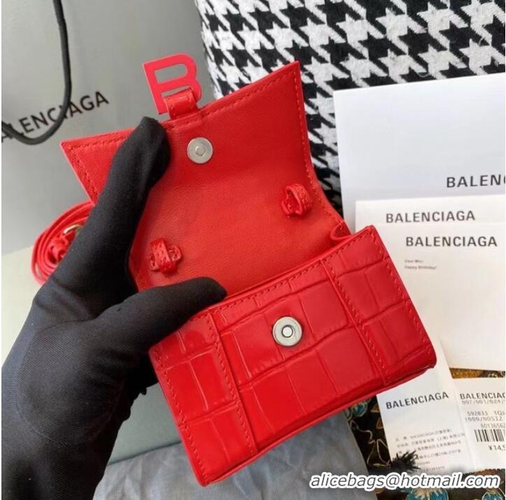 Cheapest Balenciaga WOMENS HOURGLASS MINI TOP HANDLE BAG M8000 RED