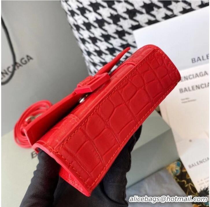 Cheapest Balenciaga WOMENS HOURGLASS MINI TOP HANDLE BAG M8000 RED