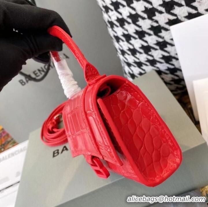 Cheapest Balenciaga WOMENS HOURGLASS MINI TOP HANDLE BAG M8000 RED