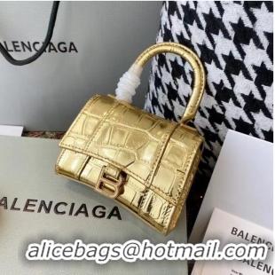 Well Crafted Balenciaga WOMENS HOURGLASS MINI TOP HANDLE BAG M8000 gold