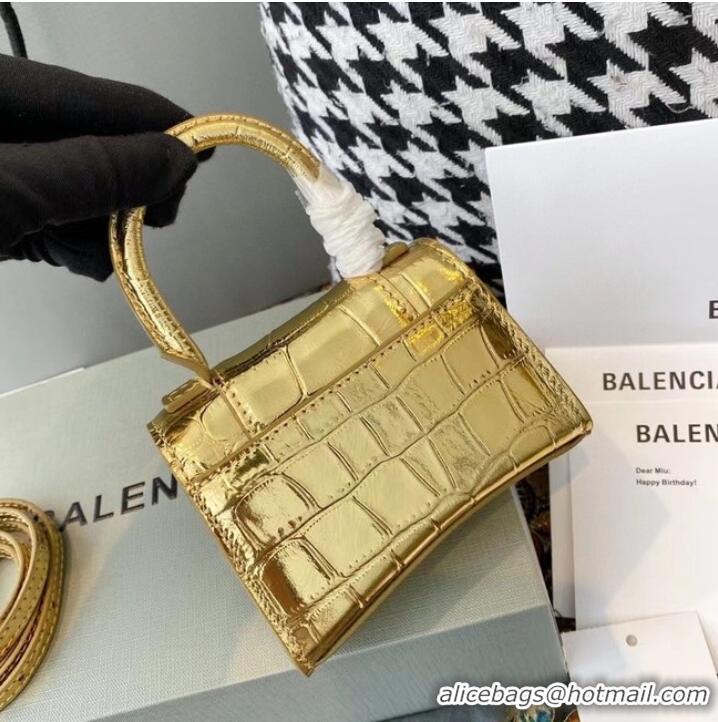 Well Crafted Balenciaga WOMENS HOURGLASS MINI TOP HANDLE BAG M8000 gold