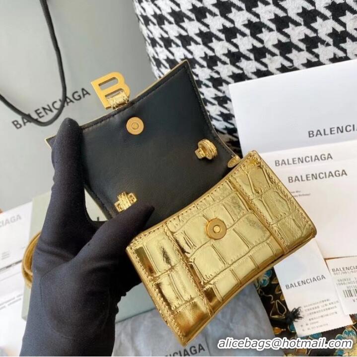 Well Crafted Balenciaga WOMENS HOURGLASS MINI TOP HANDLE BAG M8000 gold