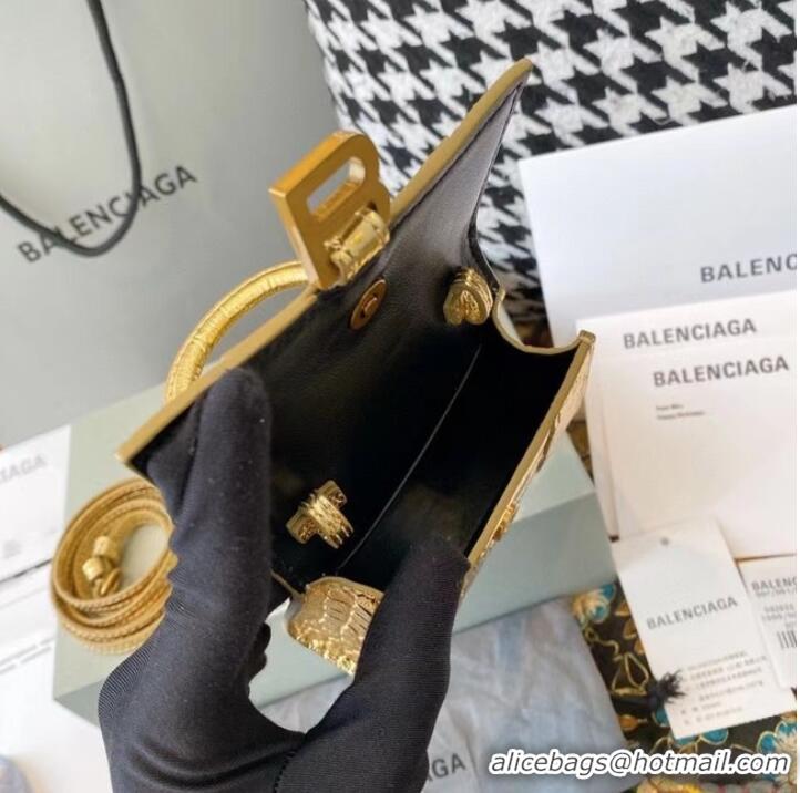 Well Crafted Balenciaga WOMENS HOURGLASS MINI TOP HANDLE BAG M8000 gold