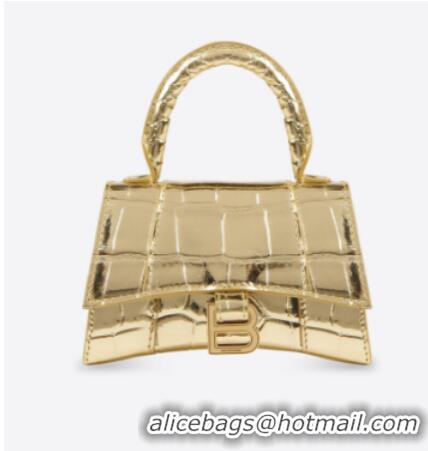 Well Crafted Balenciaga WOMENS HOURGLASS MINI TOP HANDLE BAG M8000 gold