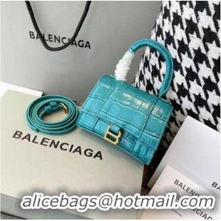 Top Quality Balenciaga WOMENS HOURGLASS MINI TOP HANDLE BAG M8000 light blue