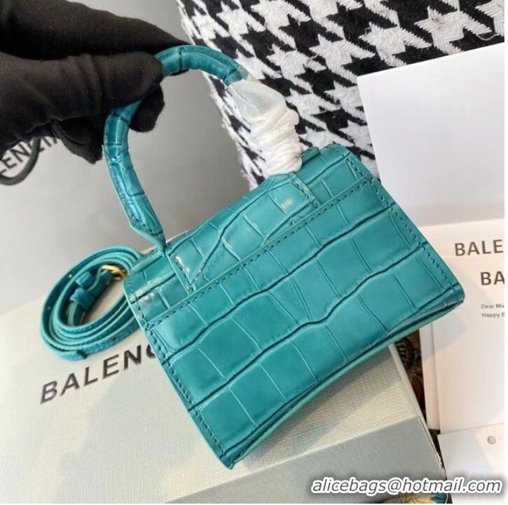 Top Quality Balenciaga WOMENS HOURGLASS MINI TOP HANDLE BAG M8000 light blue