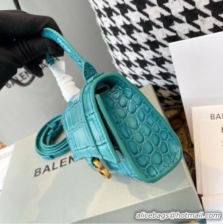 Top Quality Balenciaga WOMENS HOURGLASS MINI TOP HANDLE BAG M8000 light blue