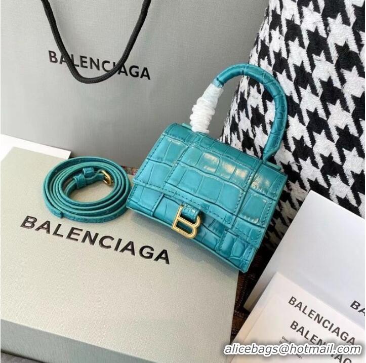 Top Quality Balenciaga WOMENS HOURGLASS MINI TOP HANDLE BAG M8000 light blue