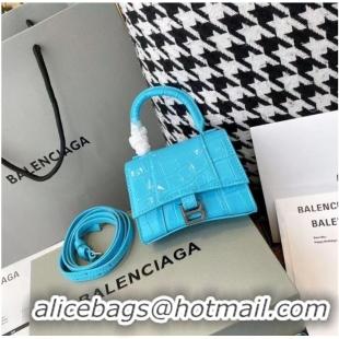 Good Taste Balenciaga WOMENS HOURGLASS MINI TOP HANDLE BAG M8000 sky blue