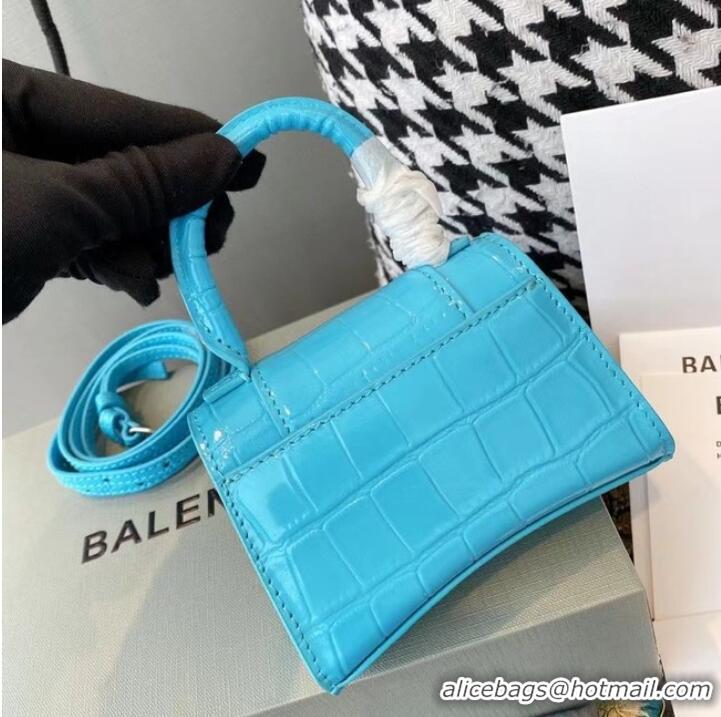 Good Taste Balenciaga WOMENS HOURGLASS MINI TOP HANDLE BAG M8000 sky blue