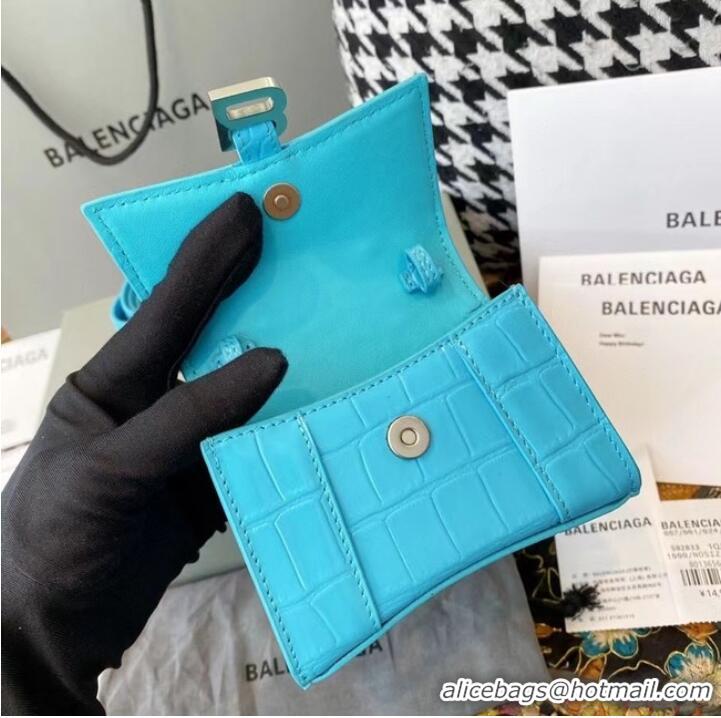 Good Taste Balenciaga WOMENS HOURGLASS MINI TOP HANDLE BAG M8000 sky blue