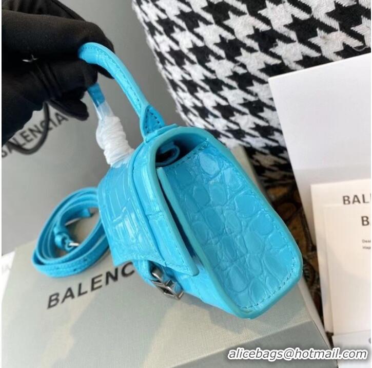 Good Taste Balenciaga WOMENS HOURGLASS MINI TOP HANDLE BAG M8000 sky blue