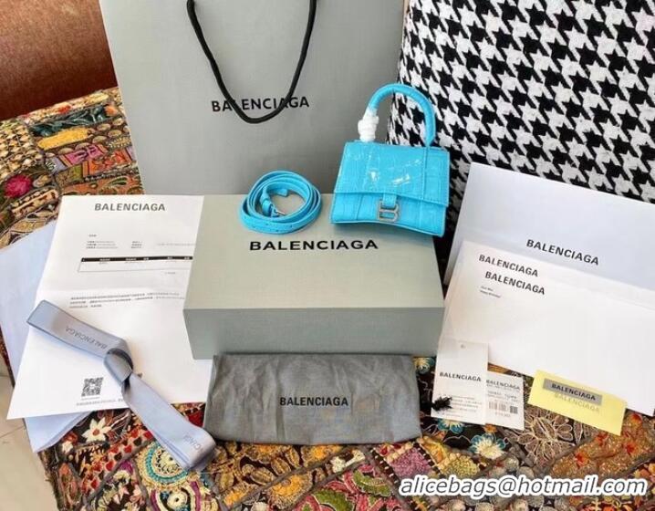 Good Taste Balenciaga WOMENS HOURGLASS MINI TOP HANDLE BAG M8000 sky blue