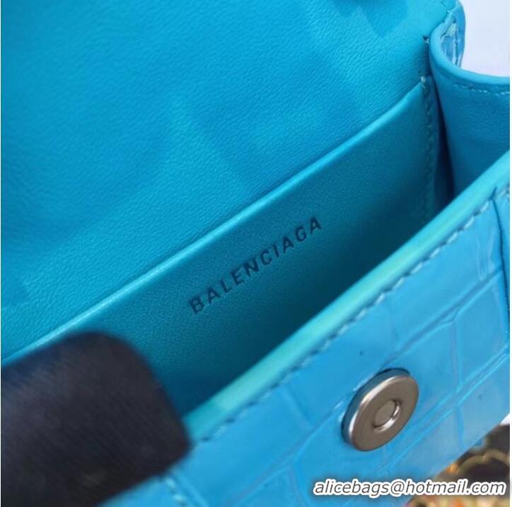 Good Taste Balenciaga WOMENS HOURGLASS MINI TOP HANDLE BAG M8000 sky blue