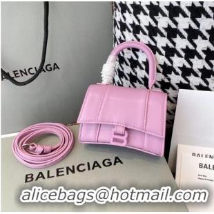 Buy Cheap Balenciaga WOMENS HOURGLASS MINI TOP HANDLE BAG shiny box calfskin M8000 pink