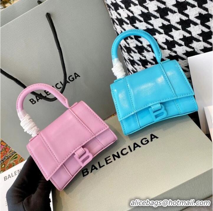 Buy Cheap Balenciaga WOMENS HOURGLASS MINI TOP HANDLE BAG shiny box calfskin M8000 pink